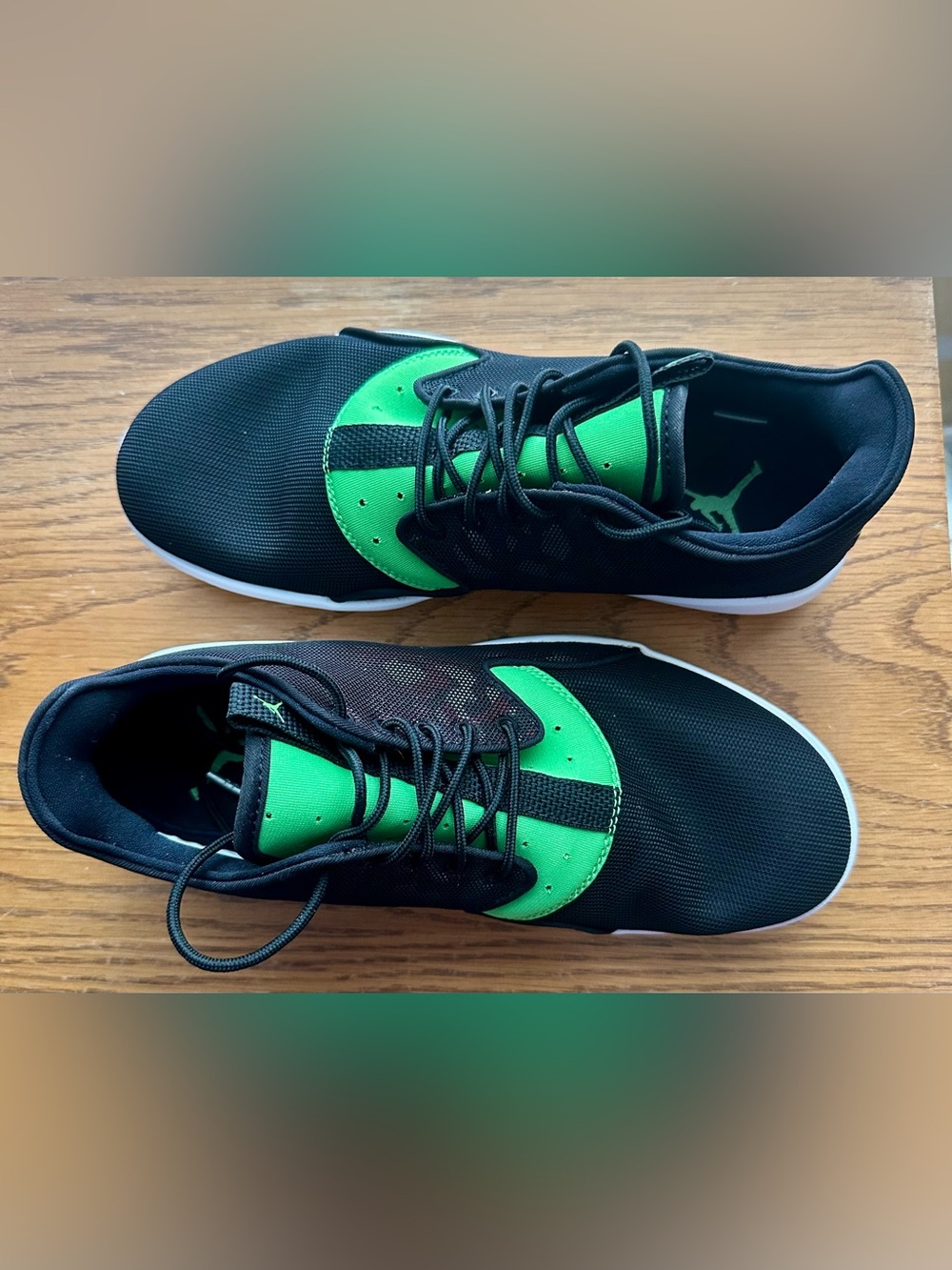 Jordan Men’s Black and Green with red camo Low-Top Sneakers, worn ONCE!
